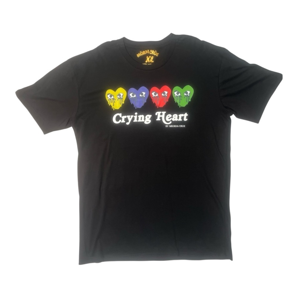 Sz Xl Crying Heart Graphic Tee - Black